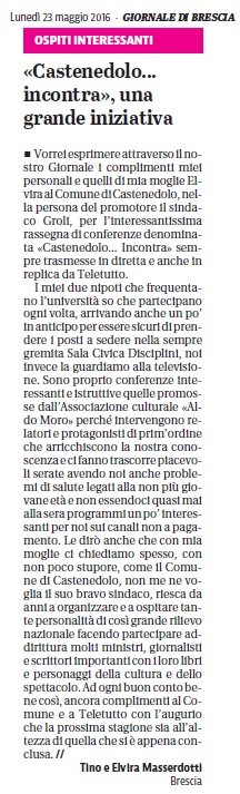 Lettere al Direttore 23.05.2016